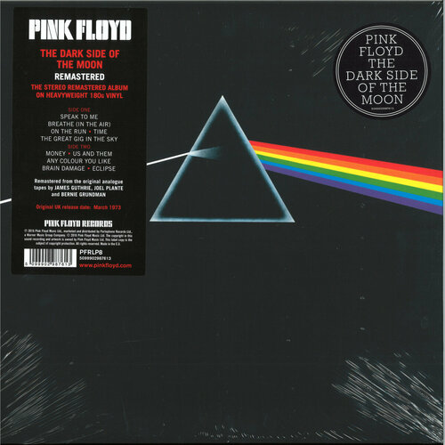 Виниловая пластинка Pink Floyd / The Dark Side Of The Moon (50th Anniversary) 2023 Remaster (180G Heavyweight 1LP in sleeve with original posters and stickers) (1LP) roger waters the dark side of the moon redux [blue vinyl] sgb50lp