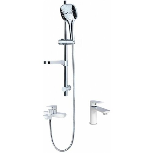 Набор для ванны 3 в 1 Grocenberg GB1009 Белый хром