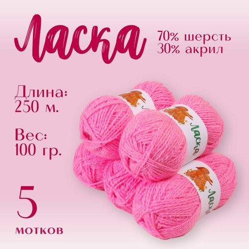 Пряжа для вязания Alpira Ласка шерсть 70 акрил 30 5 мотков 100г250м розовый 960₽
