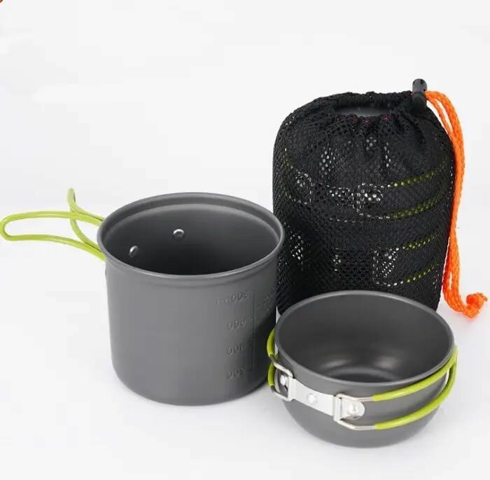фото Набор посуды анодированный алюминий котелок 0,9л + кружка 340мл, со складными ручками, в чехле