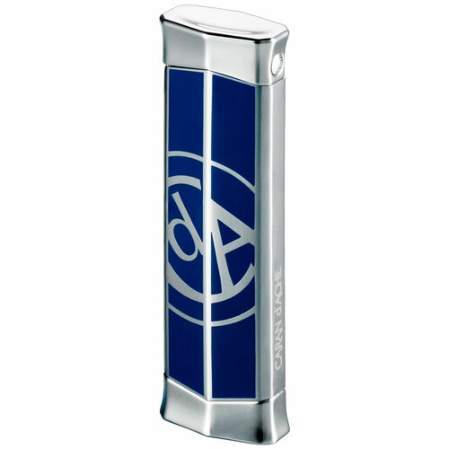 Зажигалка газовая CARAN d'ACHE CD 02 Rhodium with Logo Blue зажигалка газовая caran d ache cd 02 rhodium flower blue