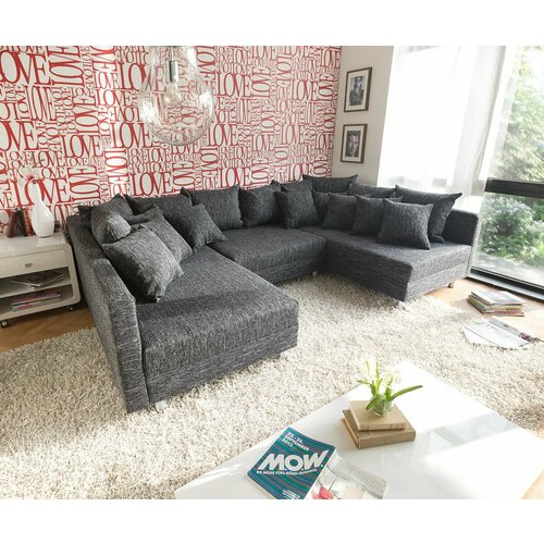 Диван Harizma-Mebel Престиж-3 мод5, модульная конструкция, обивка из рогожки, серый, 296x185x90 см