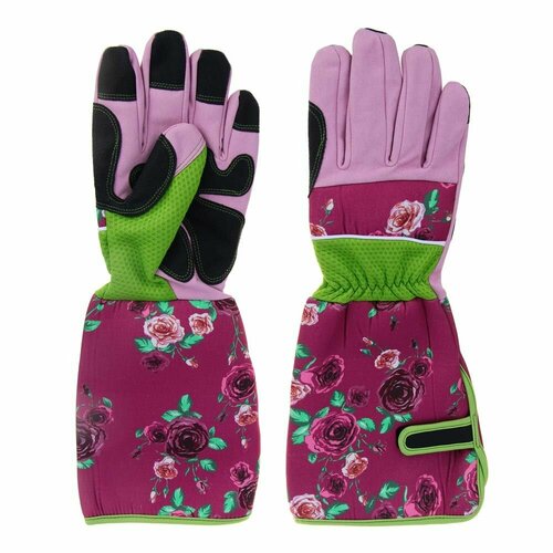 Перчатки садовые для роз микрофибра кожа р8 36см 1400₽