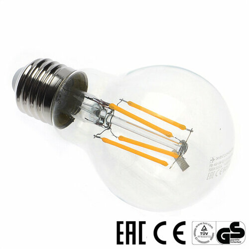 Лампа филаментная светодиодная 6Вт E27 220В 600Лм 3000К светодиодная 