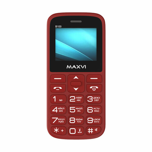 Телефон MAXVI B100, 2 SIM, винный красный мобильный телефон maxvi b100 black 2 sim