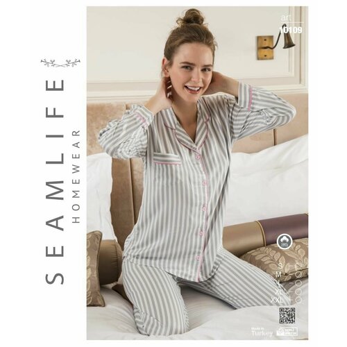 Пижама SEAMLIFE, размер m, серый, розовый