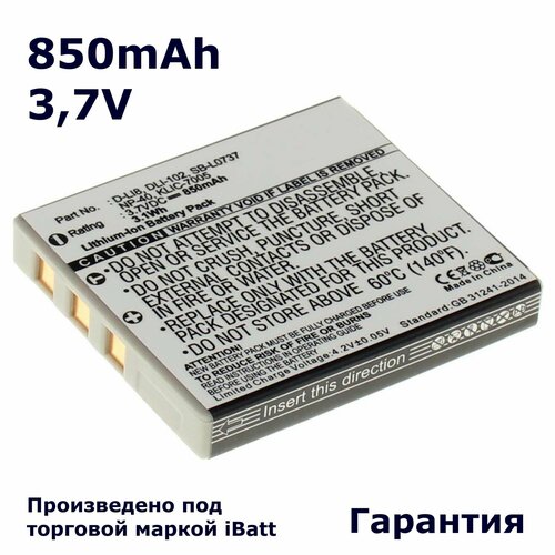 Аккумуляторная батарея iBatt iB-T6-F391 850mAh, для камер Lumix DMC-FX7T Lumix DMC-FX7W для Optio A20 Optio A30 Optio S5z Optio S7 Optio A10 Optio S Optio SV Optio S5i Optio W10 Optio S6 Optio L20