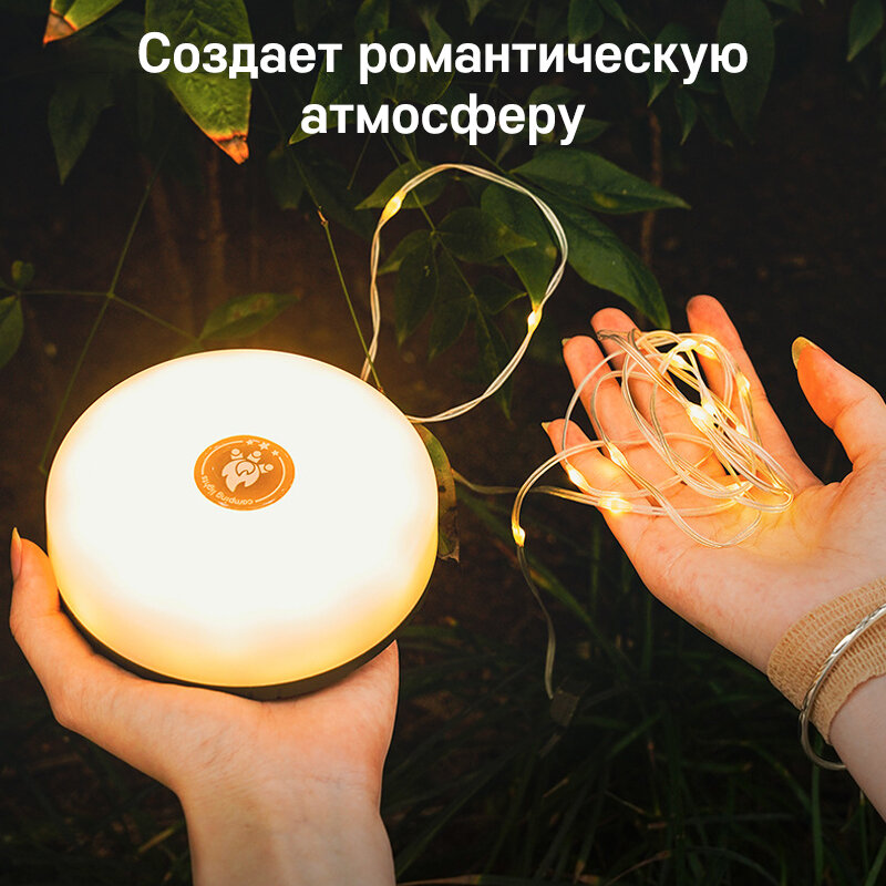 фото USB-перезаряжаемый фонарик для кемпинга, яркий фонарик для походов с магнитным крючком, 10 метров