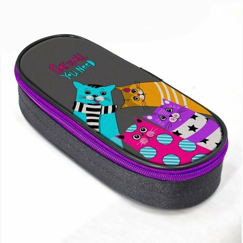 Пенал-футляр 100 х 225 х 60 мм мягкий текстильный Stavia 8731 Четыре кота 1169₽