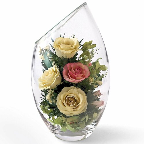 Композиция из натуральных цветов в стекле Fiora, 26х13 см