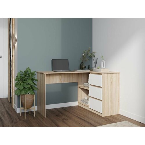 Компьютерный стол угловой с ящиками Челси 2 13090х76х52 Дуб сонома Белый 21059₽