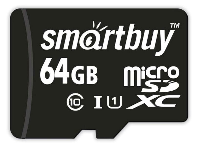 Карта памяти SmartBuy microSDXC 64Gb UHS-I Cl10 +ад, SB64GBSDCL10-01