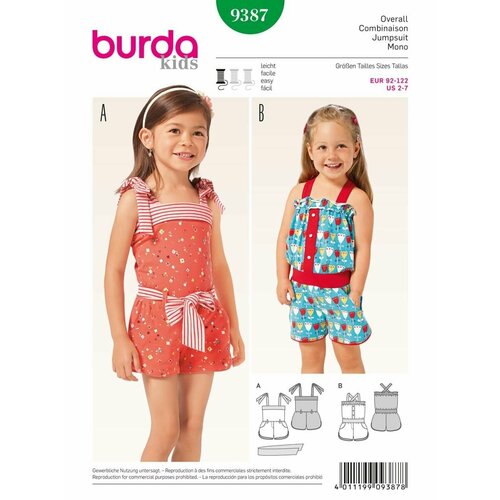 Выкройка Burda 9387 Комбинезон выкройка burda 9337 детский комбинезон