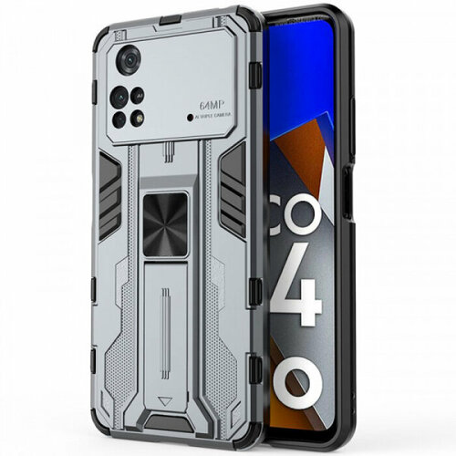 Galvatron Противоударный чехол-подставка для Xiaomi Poco M4 Pro 4G с защитой камеры brodef rugged противоударный чехол для xiaomi poco m4 pro 5g серый