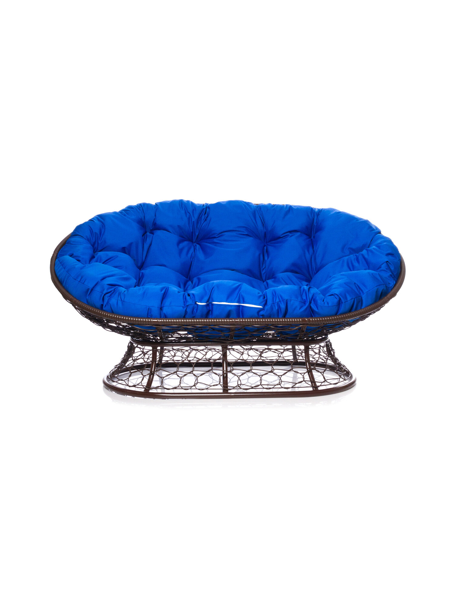 Диван M-group мамасан с ротангом коричневое синяя подушка