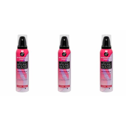 PROFESSIONAL TOUCH Мусс для укладки волос Pro-Vitamin B5 Silk Protein, экстрасильная фиксация, 150 мл, 3 шт