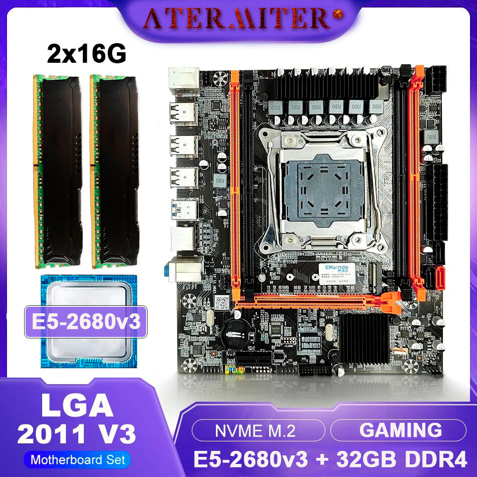 Комплект материнская плата Atermiter X99H + Xeon 2680V3 + 16GB DDR4 ECC REG