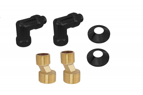 Комплект фитингов Aquatek для нижнего подключения водяных полотенцесушителей типа лесенка уголок со сгоном 3/4х1/2 - 2 шт + эксцентрик 3/4х1/2 - 2 ш AQ 3020BL