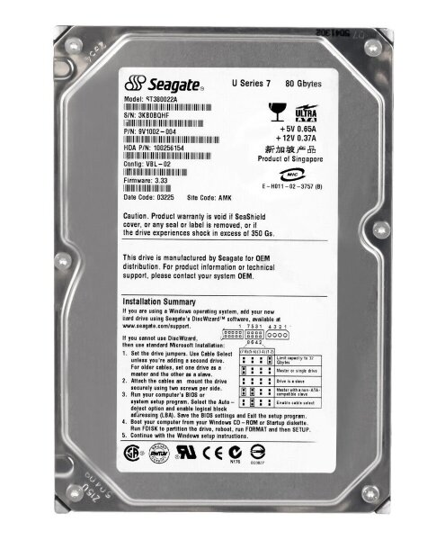 Жесткий диск Seagate 9V1002 80Gb 5400 IDE 3.5" HDD
