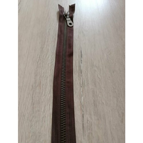 Молния трактор с 1 замком - длина 80 см, ширина 4 см, цвет коричневый, 1 шт.