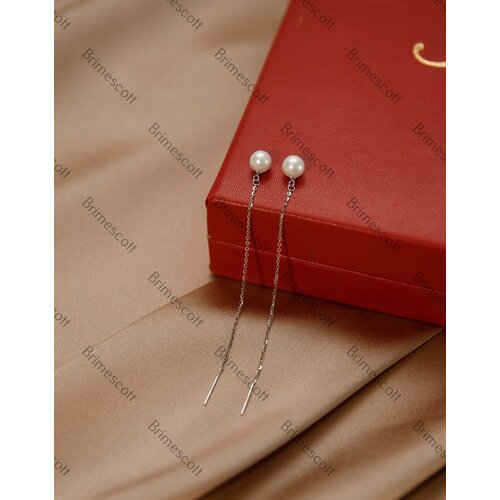 Серьги , жемчуг пресноводный культивированный, серебряный, белый