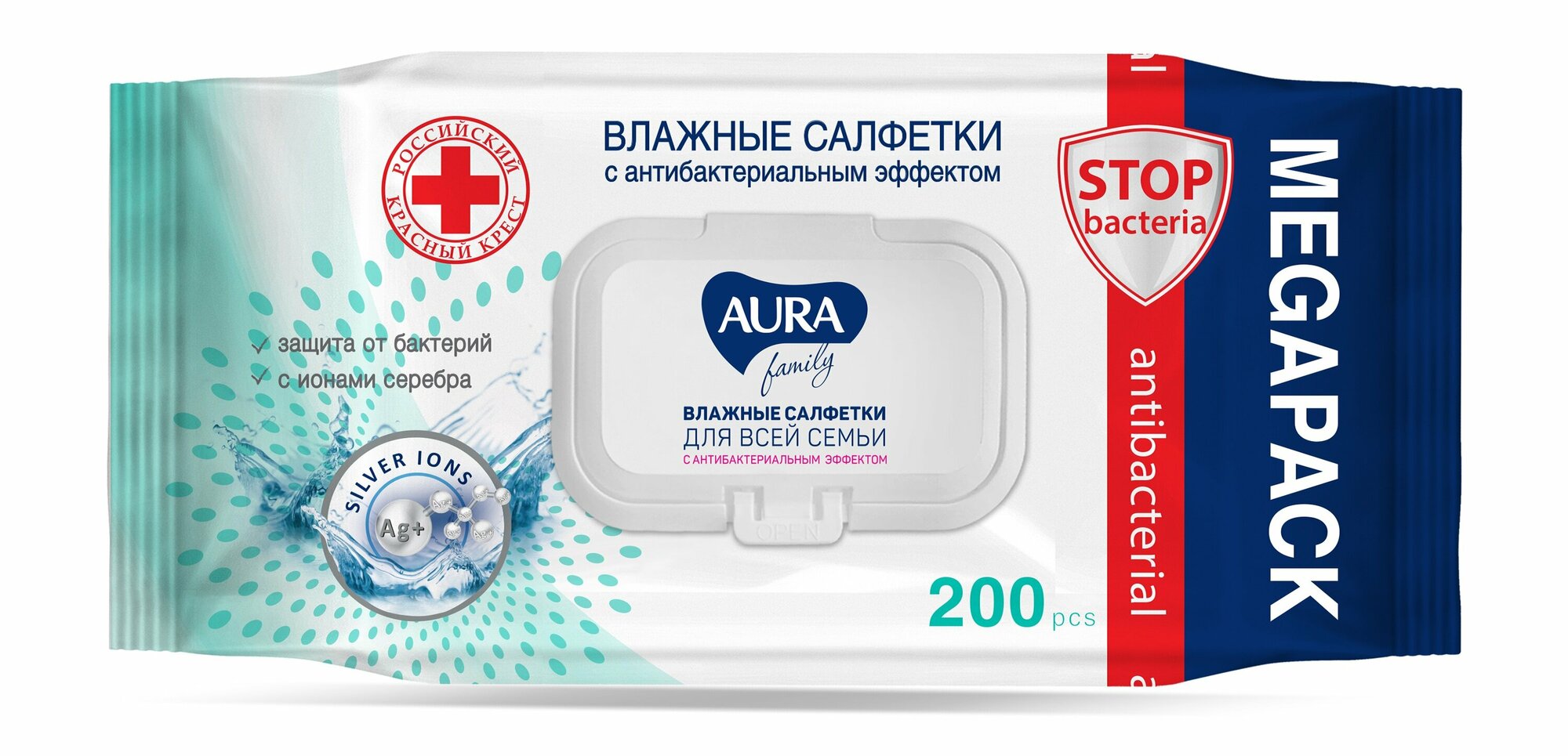 Салфетки влажные Aura Family 200 шт