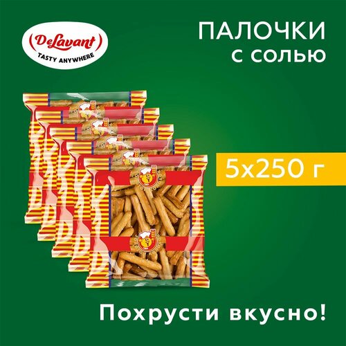 фото Палочки хлебные ао "владимирский хлебокомбинат" хрустящие с солью 250гр. х 5шт. delavant