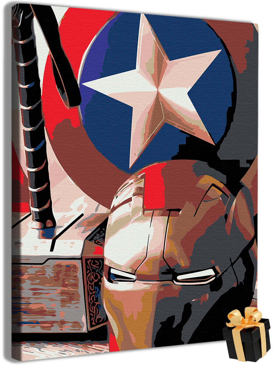 Картина по номерам "Marvel шлем" холст на подрамнике 40х50