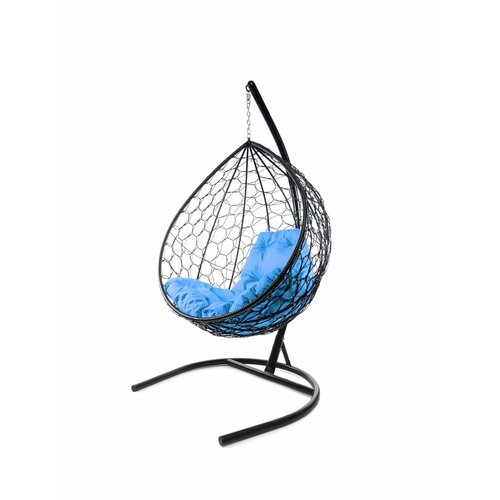 Подвесное кресло ротанг чёрное, голубая подушка кресло садовое m group папасан чёрное голубая подушка
