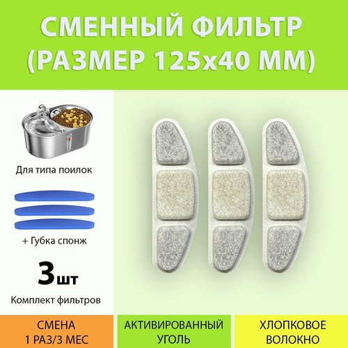 Фильтр для двойной металлической поилки (3 шт.) 125x40 мм.