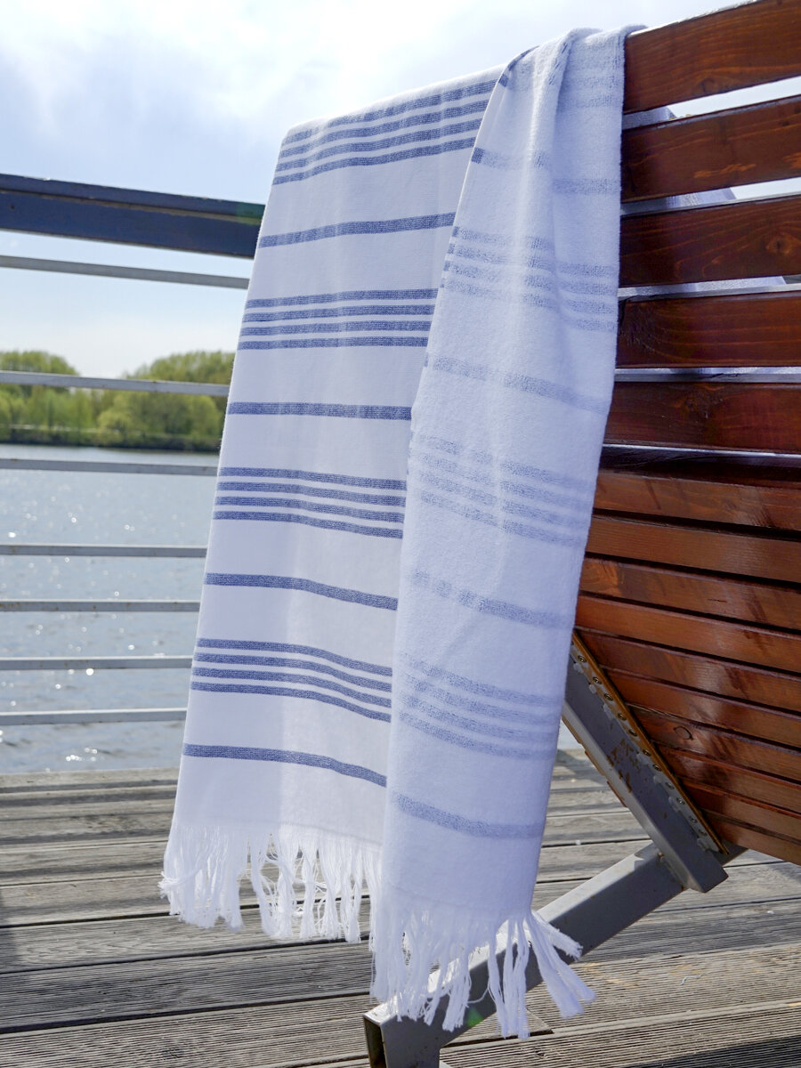 Полотенце пляжное Safia Stripe, 70х140 см, бело-серый