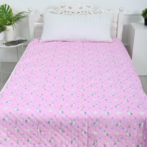 Покрывало Единорожки 150х210см розовый бязь 120гм хл 100 1992₽