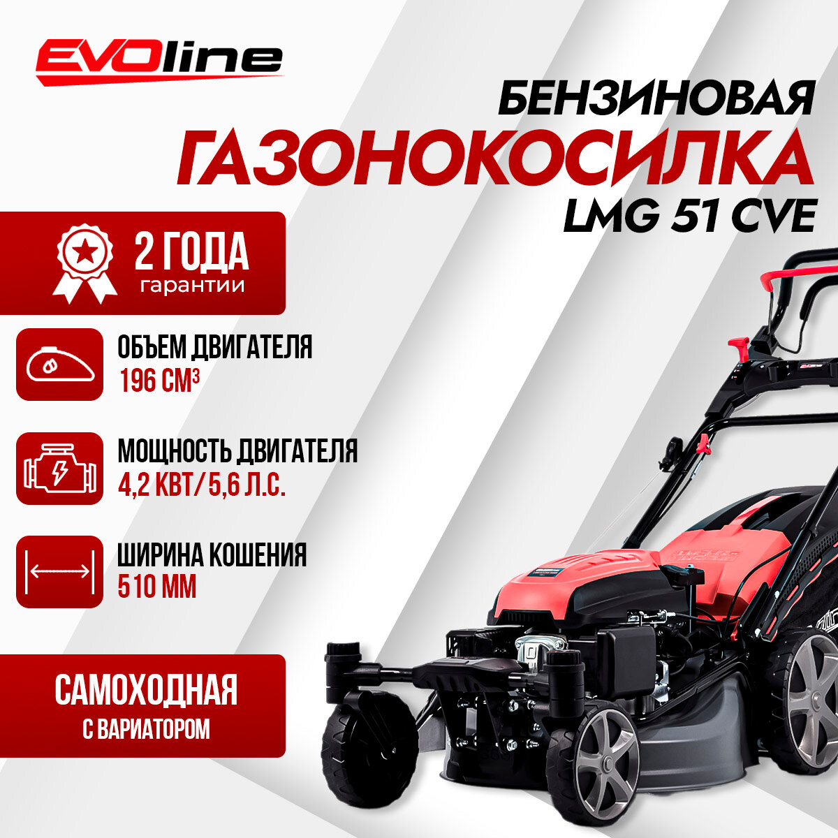 фото Газонокосилка бензиновая EVOline LMG 51 CVE TURN