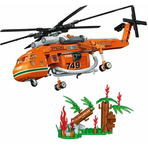 Конструктор Сити Пожарная служба: вертолет, 596 деталей вертолет арктика 291