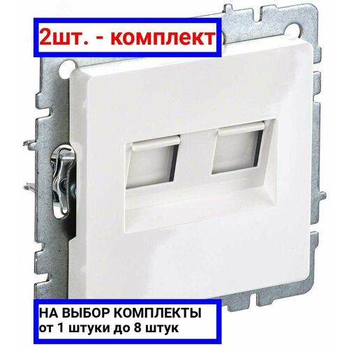 фото Brite розетка двойная rj11+rj45 кат.5e рк/т12-брб белый | код br-kt20-o-1-k01 | iek (2шт. в упак.)