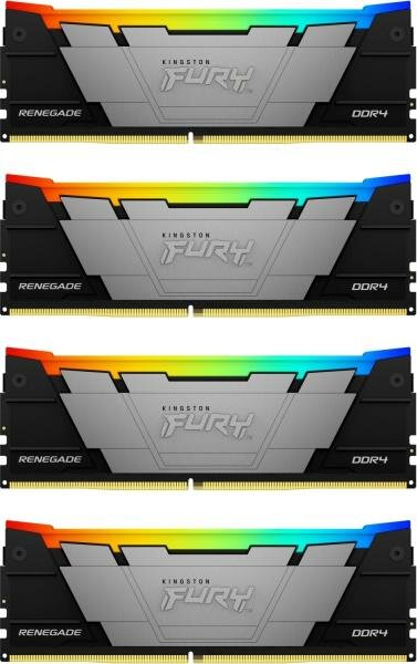 Оперативная память для компьютера 64Gb (4x16Gb) PC4-25600 3200MHz DDR4 DIMM CL16 Kingston Fury Renegade RGB KF432C16RB12AK4/64