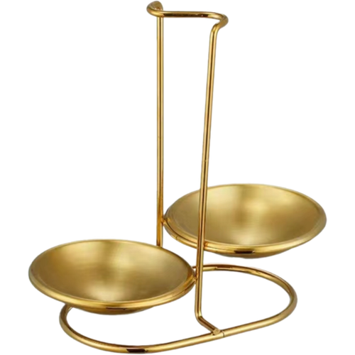 Подставка для половника и шумовки CRAZY PAN, золото, нержавеющая сталь, высота 21см, ширина 21 см, диаметр одной чаши 11см