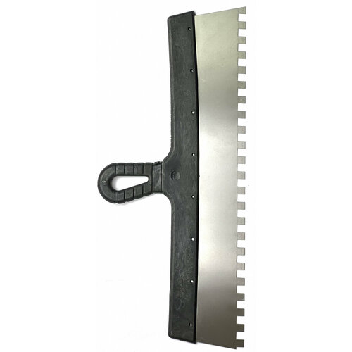 Шпатель зубчатый 450мм зуб 10х10 нержавеющая сталь пластиковая ручка BERHAU 102199 370₽