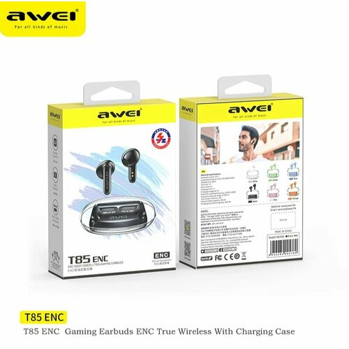 Наушники беспроводные Awei T85 ENC черный 1700₽