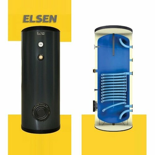 Бойлер косвенного нагрева с одним змеевиком ELSEN 150 л с увеличенной мощностью теплообменника цвет-чёрный арт EWH02150 7642000₽