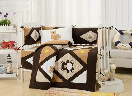 Изображение товара Бортики в кроватку для новорожденных+комплект постельного белья, DK-24, 7 предметов, Вальтери