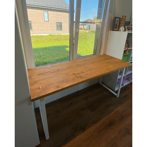 фото Компьютерный стол goud loft, из массива натурального дерева, бежевый, 60 см x 150 см x 75 см