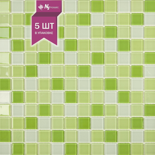 Изображение товара Мозаика стеклянная NSmosaic S-451, глянцевая зеленая, 318х318 мм, чип 25х25 мм, упаковка 5шт