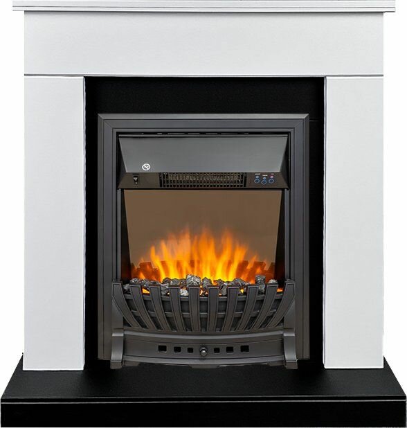 фото Каминокомплект Bergen (Разборный) - Белый с черным (Ширина 900 мм) с очагом Aspen Black