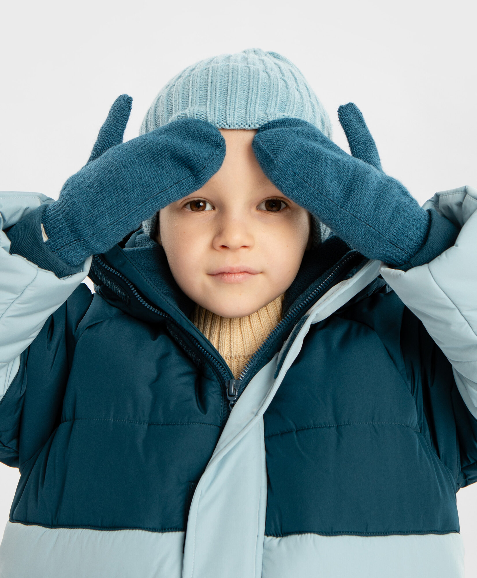 фото Варежки вязанные утепленные синие детские Button Blue , р.12, мод.224BBBMX7604