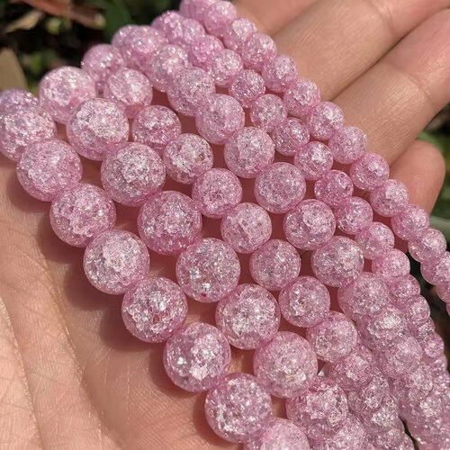 Изображение товара Сахарный кварц бусины шарик 8 мм, 38 см/нить, около 45 шт, цвет: Розовый