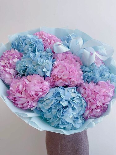 Изображение товара Букет из колумбийских гортензий яркий микс 11 шт. FlowersGo с доставкой до двери