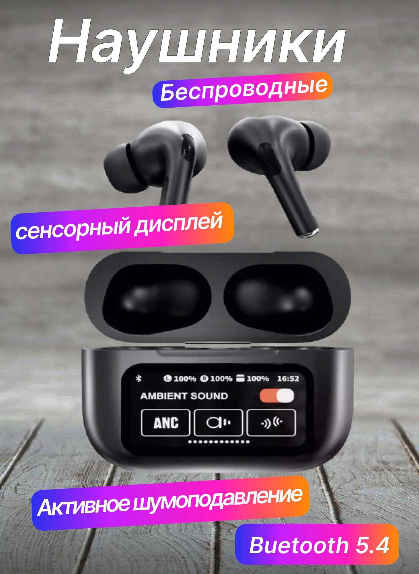 Беспроводные наушники Air Pro 2 A88 с сенсорным дисплеем, активным шумоподавлением .