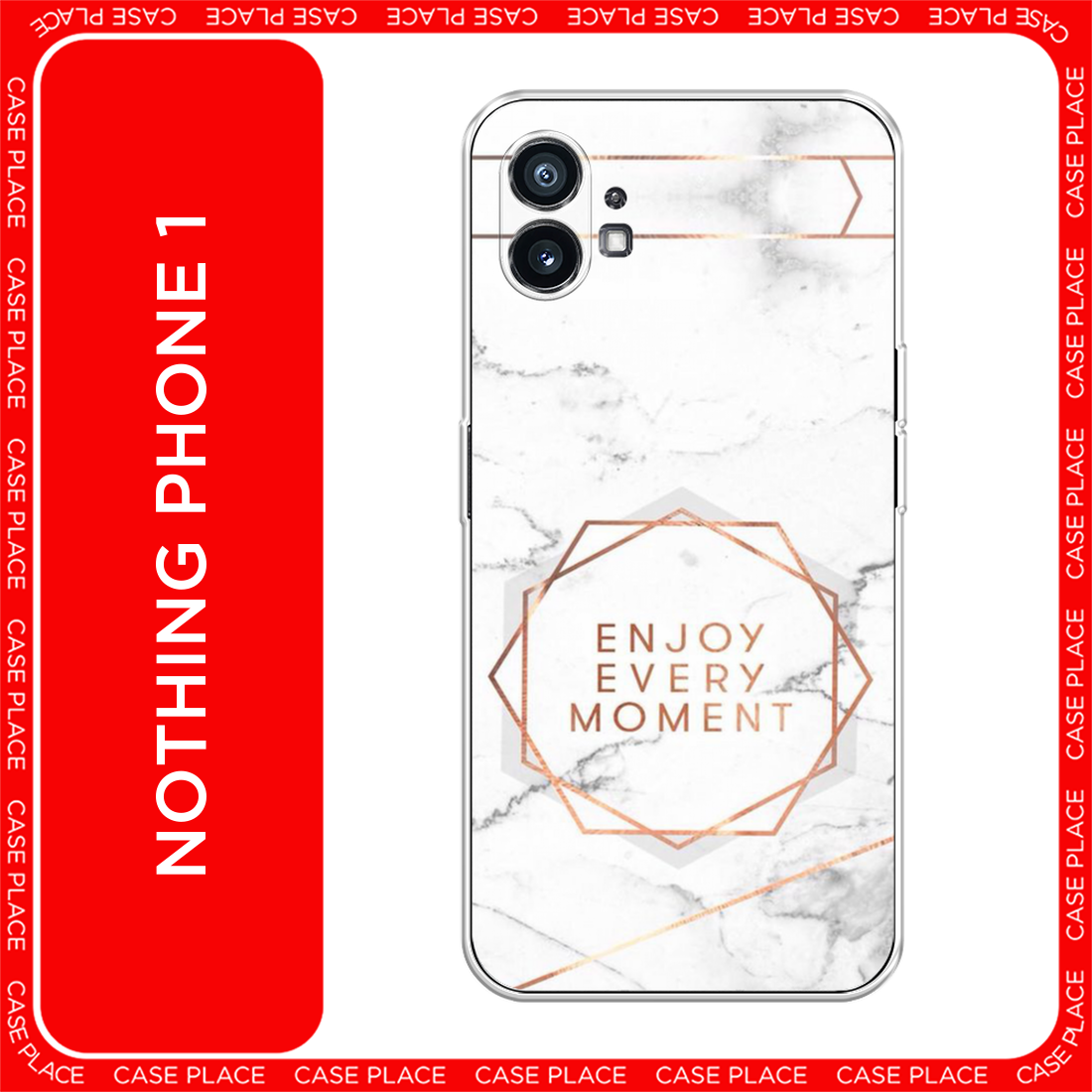 Чехол на Nothing Phone 1 / Нафинг Фон 1 с принтом Enjoy every moment мрамор
