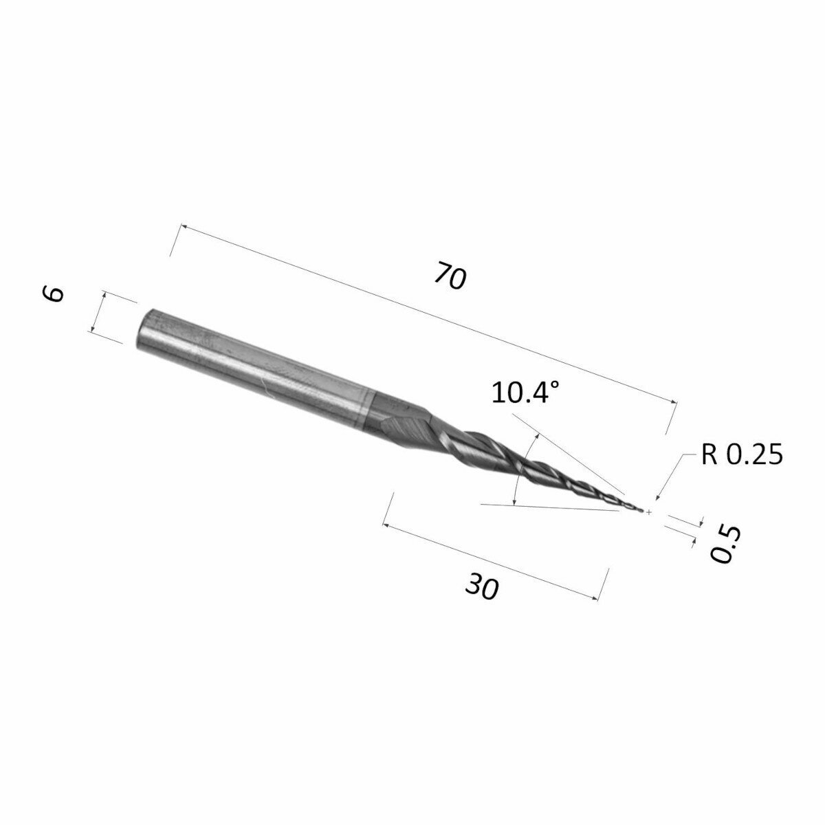 Фреза DJTOL NX2QX63005 спиральная двухзаходная конусная сферическая (по дереву, композиту (АКП), пластику)